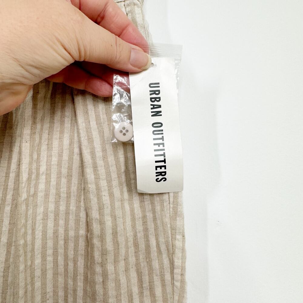NWT Urban Outfitters Paige Pants Tan Cream Striped Pleated Preppy Beach Size S - Picture 7 of 9